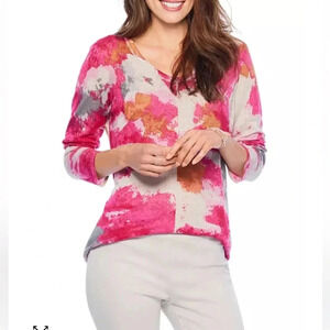 Nic+Zoe Women’s Sunset Blooms Sweater linen luxury quiet luxury